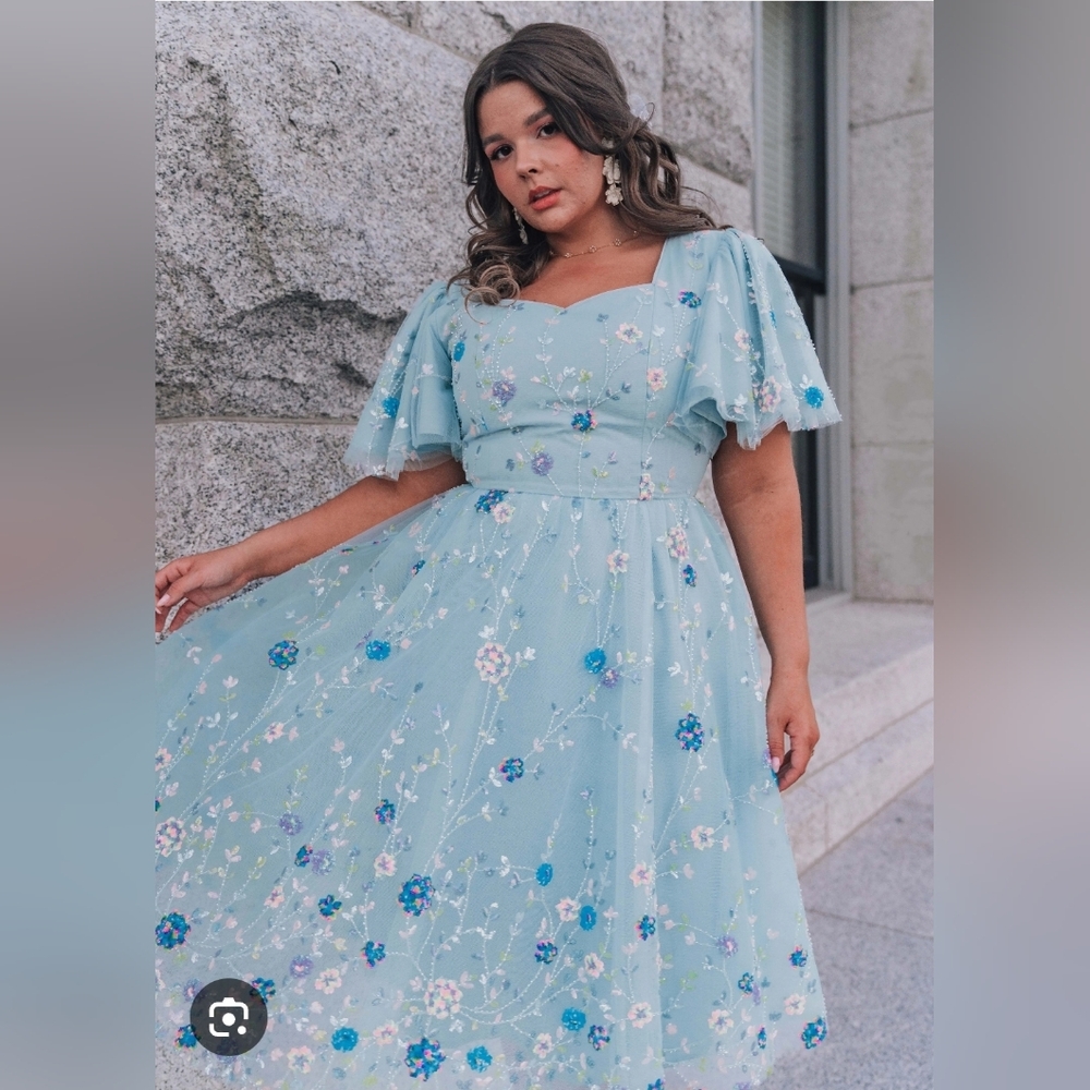 JessaKae Sky Blue Floral Maxi Dress
